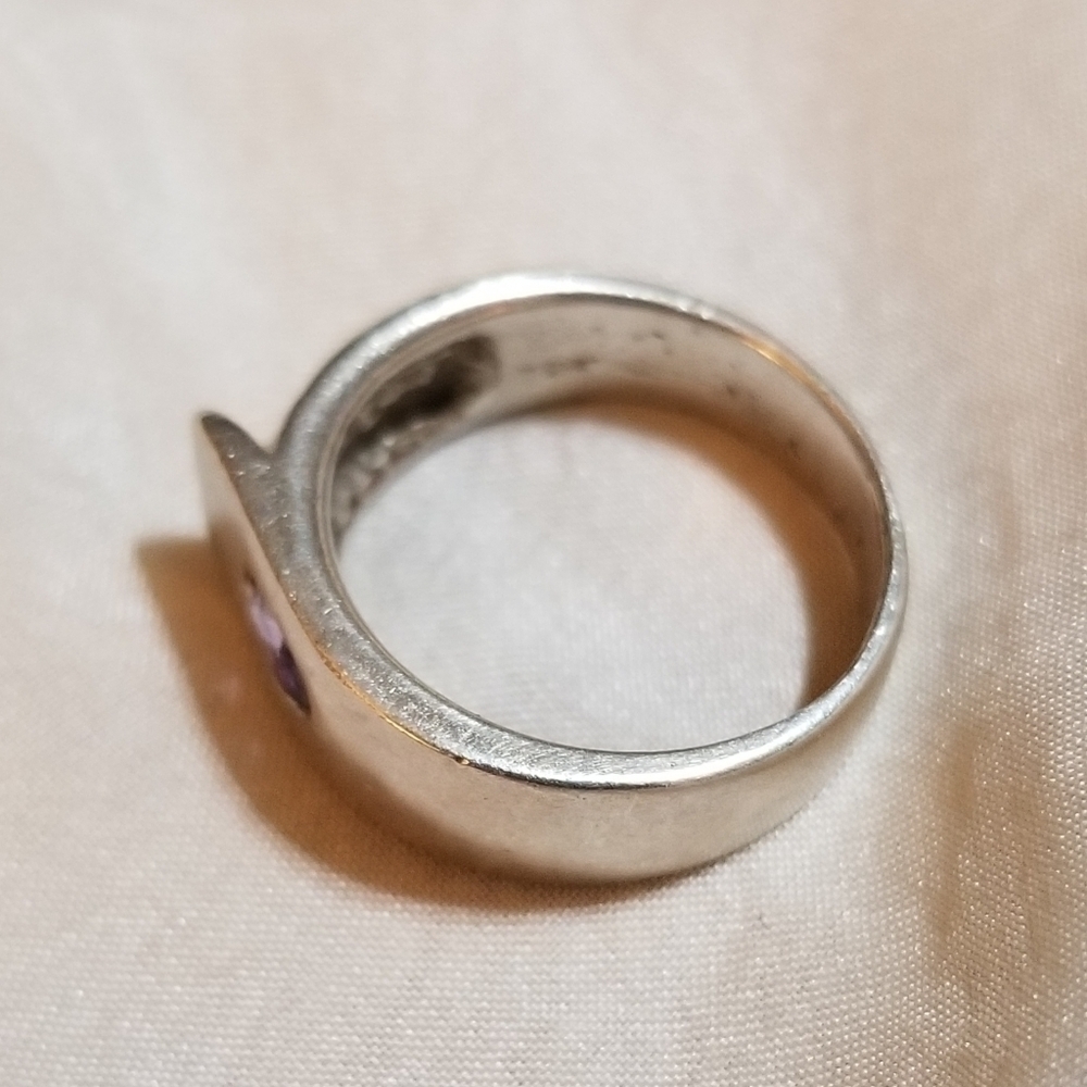 𝅺vtg Hand Crafted Sterling Amethyst Cigar Band Ring - Picture 7 of 7